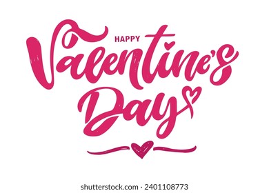 Hand drawn Valentines Day lettering typography text, badge,icon. Celebration poster, card, postcard, invitation, banner. Romantic quote vector lettering typography. Holiday calligraphy with hearts.