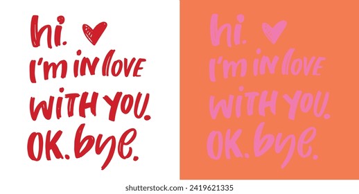 Hand drawn Valentines Day lettering Celebration poster, card, postcard, invitation, banner. Romantic quote vector lettering typography. Holiday calligraphy with hearts. 100% vector file