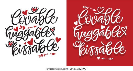 Hand drawn Valentines Day lettering Celebration poster, card, postcard, invitation, banner. Romantic quote vector lettering typography. Holiday calligraphy with hearts. 100% vector file