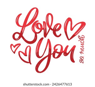 Hand drawn Valentines Day lettering Celebration poster, card, postcard, invitation, banner. Romantic quote vector lettering typography. Holiday calligraphy with hearts. 100% vector file