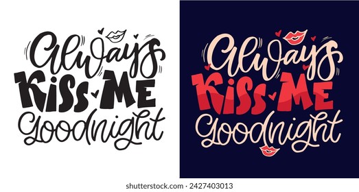 Hand drawn Valentines Day lettering Celebration poster, card, postcard, invitation, banner. Romantic quote vector lettering typography. Holiday calligraphy with hearts. 100% vector file