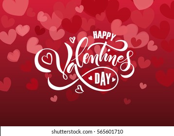 Hand drawn Valentines Day lettering typography text, badge,icon. Celebration poster, card, postcard, invitation, banner. Romantic quote vector lettering typography. Holiday calligraphy with hearts.