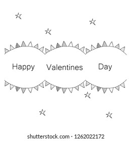 Hand drawn Valentine`s day ornaments abstract vector icon. Love day in february