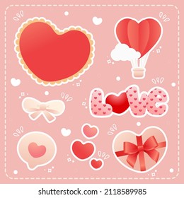 Hand drawn valentine's day stickers collection  banner  social media post  note  sticky note  cute background