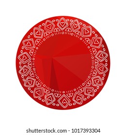 Hand drawn Valentines hearts border on polygonal background. Design element for text frames, greeting cards and stickers. Valentines illustration.