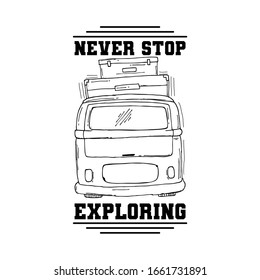 Hand drawn van and