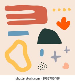 Hand drawn various abstract shapes and doodle objects. Modern trendy vector illustration.