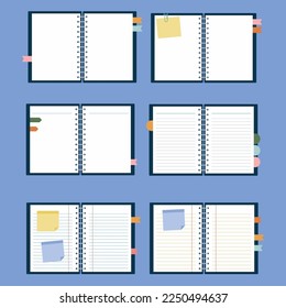 Hand drawn various blank notebooks illustration vector set