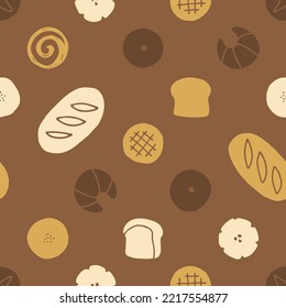 hand drawn various bread pattern
