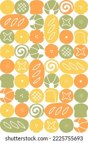 hand drawn various bread pattern