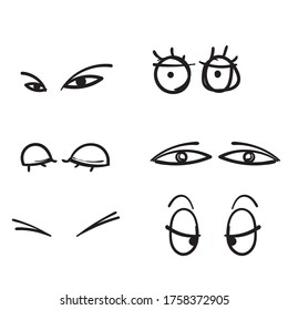 hand drawn various character eyes illustration vector