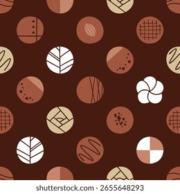 mão desenhou vários padrões de chocolate