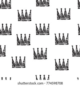 Hand drawn Various crowns set, vector illustration doodle cute style. 