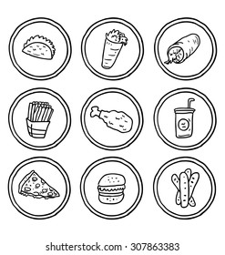 hand drawn various food icon