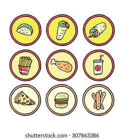 hand drawn various food icon