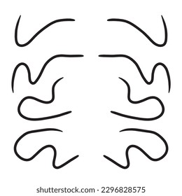 Líneas dibujadas a mano, líneas de curva, líneas rectas, ilustraciones vectoriales eps10