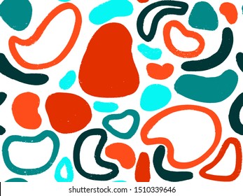La mano dibujó varias formas. Diseño contemporáneo abstracto y sin fisuras. Ilustración vectorial moderna. Textura de sello. Perfecto para la impresión textil