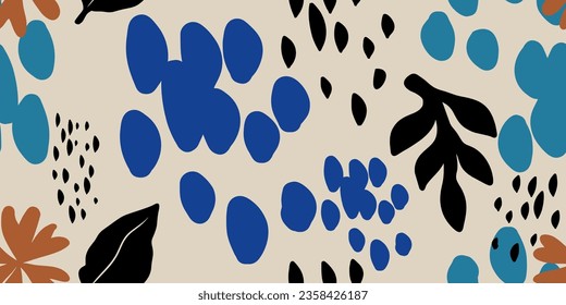 
Hand drawn various shapes abstract pattern. Collage contemporary print. Fashionable template for design. 