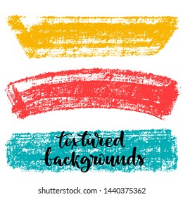 Hand drawn various shapes for backdrops. Vector textured multi color elements for designs. Simple textured backgrounds.