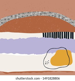 Hand drawn various shapes and doodle objects. Abstract contemporary modern trendy vector illustration. Seamless pattern. Pastel colors. Perfect for textile prints