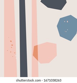 Hand drawn various shapes and doodle objects. Abstract Background. Paper cut style. Trendy Vector illustration. Perfect for textile prints. Pastel colors