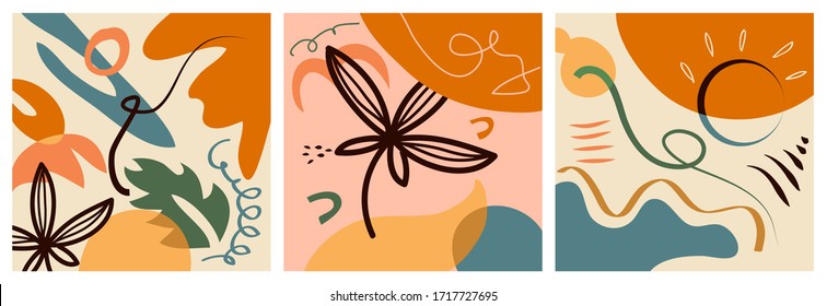 dibujó a mano varias formas y objetos de doodle con colores. Un resumen de la moderna moda contemporánea. ilustración vectorial