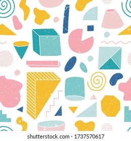 Dibujar a mano varias formas y objetos geométricos de garabatos. Resumen de los modernos y modernos patrones impecables. Elementos de diseño para textiles, pancartas, libros para niños.