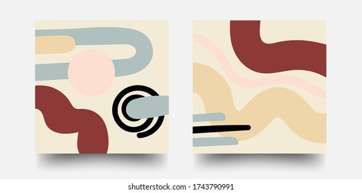 Hand Drawn Various Shapes And Doodle Objects. Contemporary Modern Trendy Vector Illustrations. Pastel Colors.
