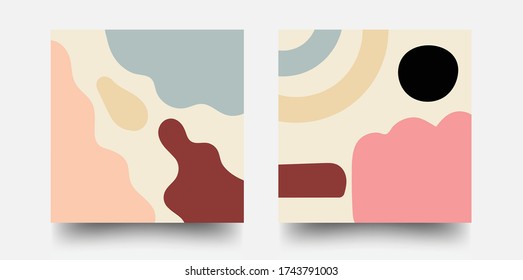 Hand Drawn Various Shapes And Doodle Objects. Contemporary Modern Trendy Vector Illustrations. Pastel Colors.