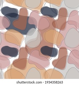 Hand drawn various shapes and doodle objects. Abstract contemporary modern trendy vector illustration. Colorful seamless pattern on white background.