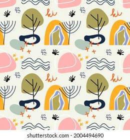 Hand drawn various shapes and doodle objects. Abstract contemporary modern trendy vector illustration.