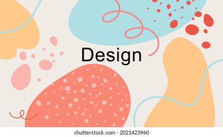 Hand drawn various shapes and doodle objects. Pastel colors. abstract background. Template for design and creative ideas. Contemporary modern trendy vector illustrations.