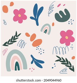 hand drawn various shapes and doodle objects