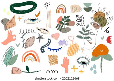 Hand drawn various shapes and doodle objects. Abstract contemporary modern trendy vector illustration. Abstract art background vector