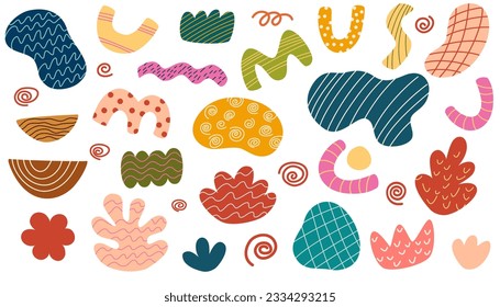 Hand drawn various shapes and doodle objects set. Abstract contemporary modern trendy vector illustration. All elements are isolated