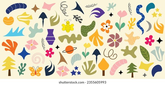 Hand drawn various shapes and doodle objects.wallpaper,prints and pattern design