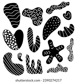 hand drawn various shapes and doodle objects. Abstract contemporary modern trendy vector illustration