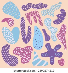 dibujó a mano varias formas y objetos de doodle. Resumen de ilustración vectorial moderna y moderna
