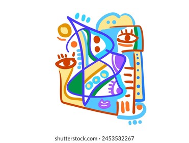 dibujado a mano varias Formas y objetos de garabato. Abstractas Ilustración vectorial contemporánea moderna de moda. 