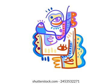dibujado a mano varias Formas y objetos de garabato. Abstractas Ilustración vectorial contemporánea moderna de moda. 