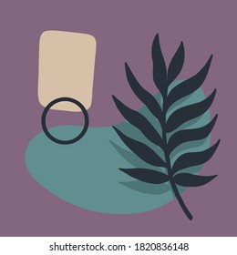 La mano dibujó varias formas con plantas exóticas. Ilustración vectorial de moda. Todos los objetos aislados.