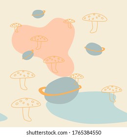 Hand drawn various shapes theme vector seamless pattern. Contemporary modern trendy vector illustrations. Pastel colors. vector