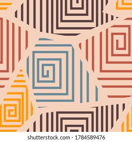 Dibujó a mano varias formas tema vector patrón sin fisuras. Ilustraciones vectoriales modernas y modernas. Colores pasteles. vector