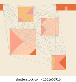 Dibujó a mano varias formas tema vector patrón sin fisuras. Ilustraciones vectoriales modernas y modernas. líneas interconectadas. Colores pasteles. vector
