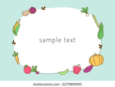 hand drawn various vegetable frame
