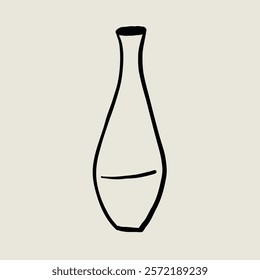 Hand Drawn Vase Pottery Ceramic. Jar Sketch Black Line Symbol. Stylized Whimsical Hand Drawn Vector Element Decor