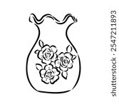 Hand drawn vase in sketch style for engraving isolated on white background
