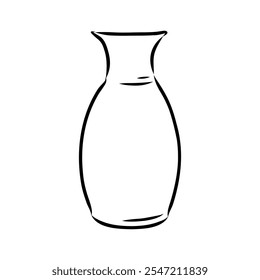 Hand drawn vase in sketch style for engraving isolated on white background. Vintage vase vector illustration. Line art empty clay pot. Object of pottery art in retro style. Vector