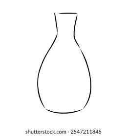 Hand drawn vase in sketch style for engraving isolated on white background. Vintage vase vector illustration. Line art empty clay pot. Object of pottery art in retro style. Vector