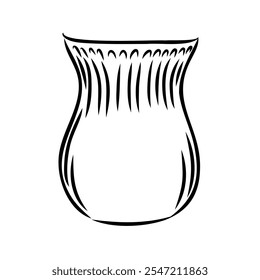 Hand drawn vase in sketch style for engraving isolated on white background. Vintage vase vector illustration. Line art empty clay pot. Object of pottery art in retro style. Vector